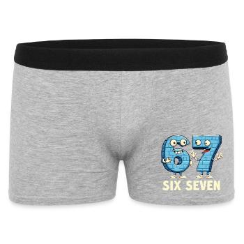 US Flag 67 Memes Six Seven - Männer Boxer Shorts - Grau meliert - Vorne