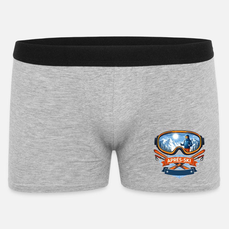 Apres Ski Comic Design - Männer Boxer Shorts - Grau meliert