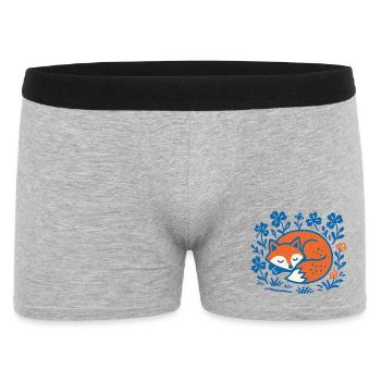 Sleeping Fox in Floral Night Garden - Men's Boxer Shorts - heather grey - Front