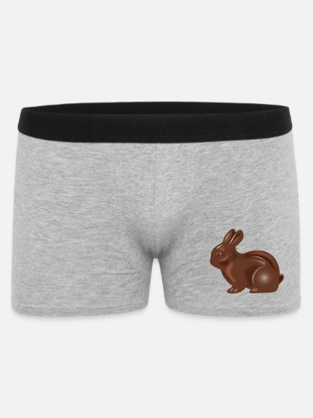 Klassischer Schokoladen-Osterhasen Motiv - Männer Boxer Shorts - Grau meliert