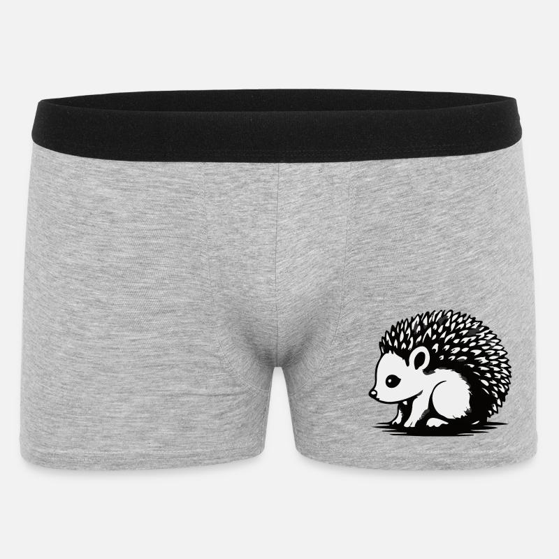 Monochrome Igel-Silhouette - Männer Boxer Shorts - Grau meliert