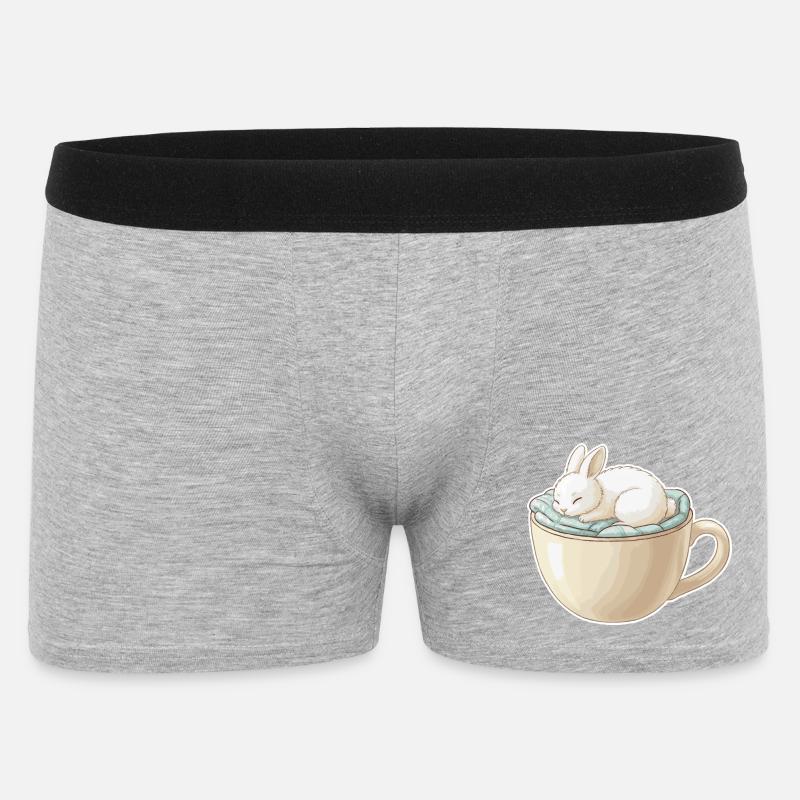 Sleeping rabbit in a cup - Men's Boxer Shorts - heather grey