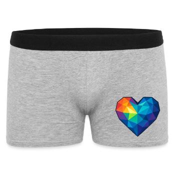 Herz Low Poly - Liebe - Valentinstag - Männer Boxer Shorts - Grau meliert - Vorne