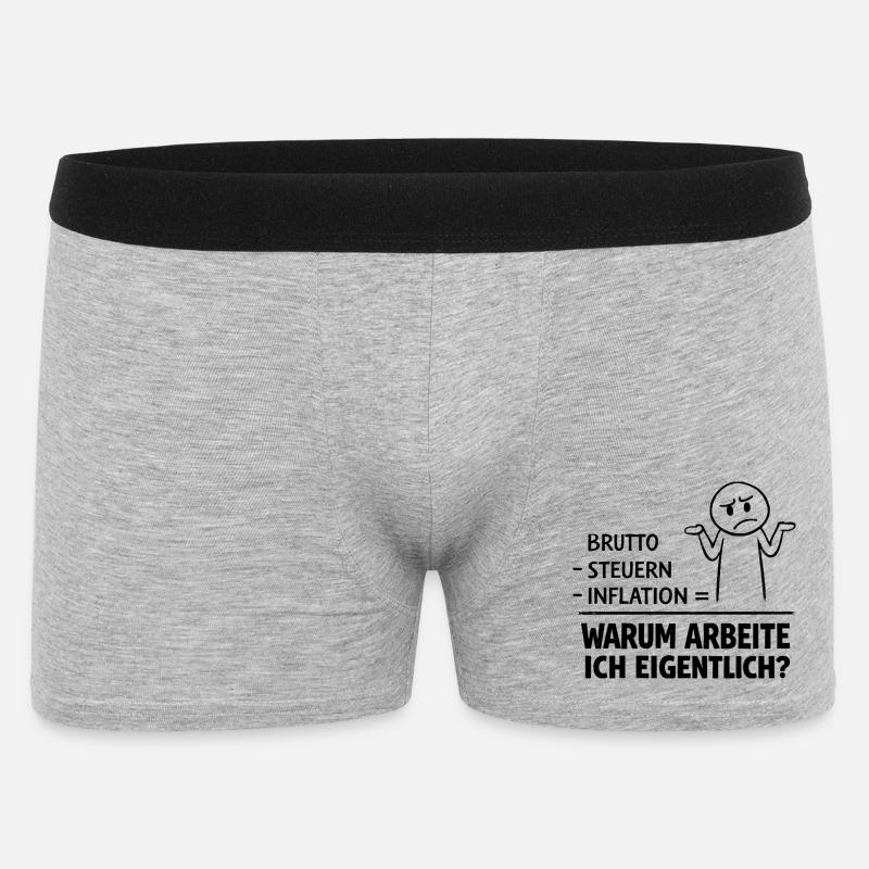 Warum Arbeite Ich Eigentlich - Männer Boxer Shorts - Grau meliert