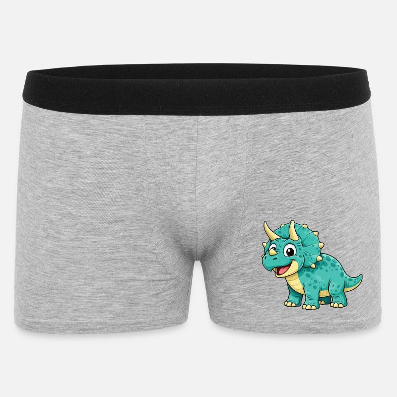 Triceratops Dino Comic - Männer Boxer Shorts - Grau meliert