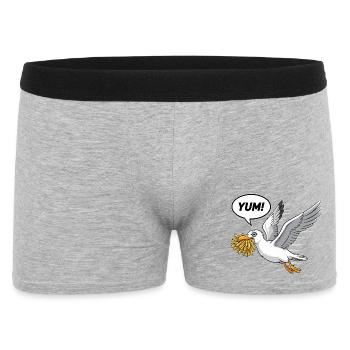 Mouette drôle qui vole des frites sur la plage - Boxer Homme - gris chiné - Devant