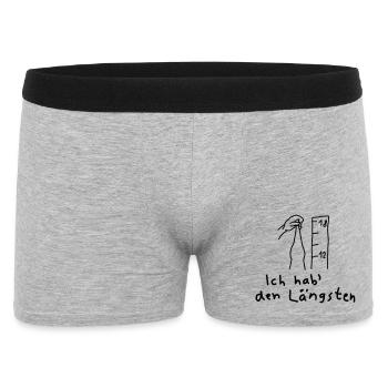 Ich hab den Längsten Witzig Schwanz Pimmel Cock  - Männer Boxer Shorts - Grau meliert - Vorne