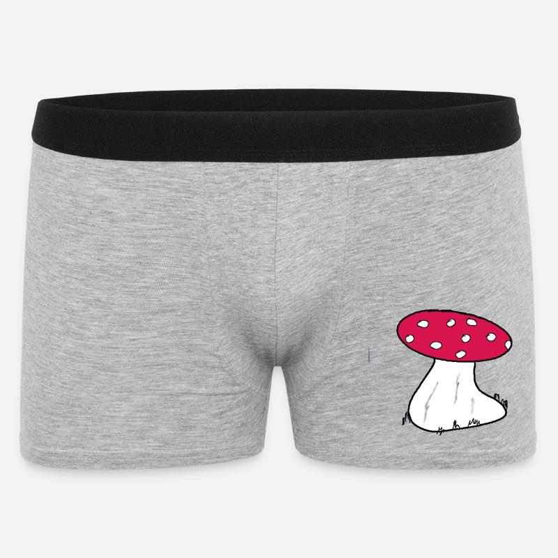 Red Toadstool Cartoon Pattern - Men's Boxer Shorts - heather grey