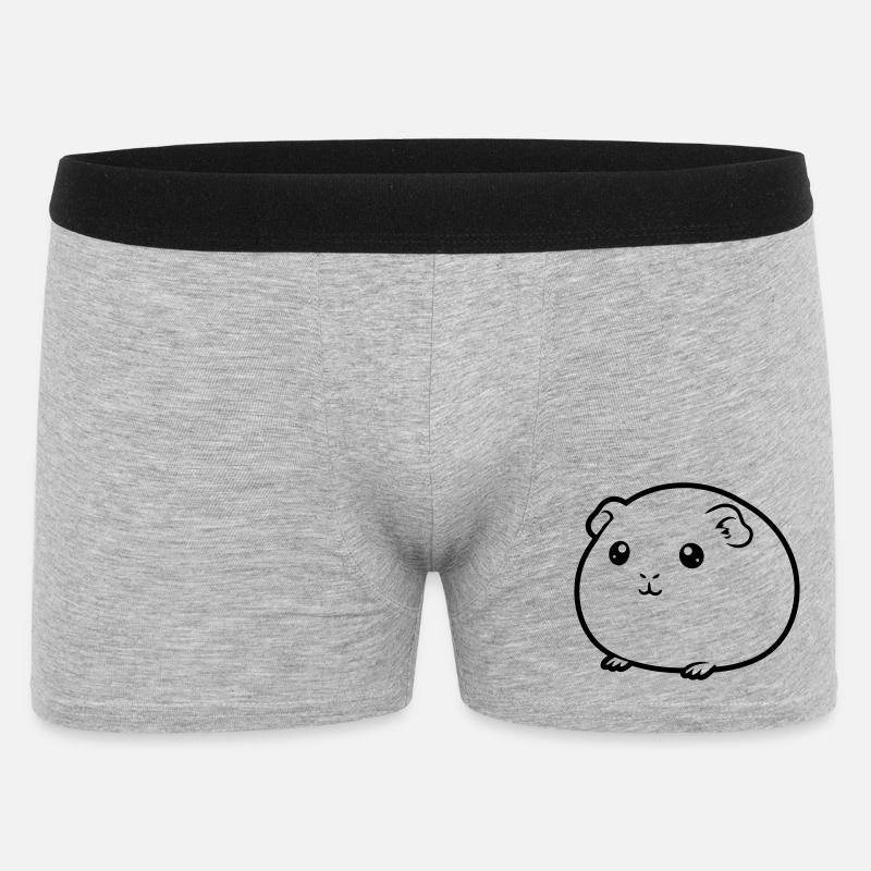 Dickes Meerschweinchen Comic Kontur - Männer Boxer Shorts - Grau meliert