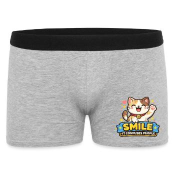 Chat souriant Trouble People - Boxer Homme - gris chiné - Devant