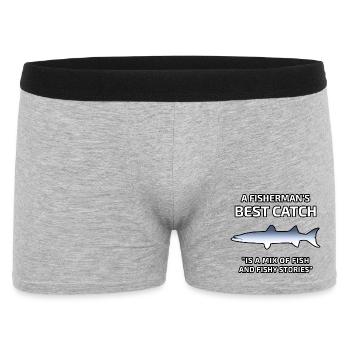 Der beste Fang des Fischers - Männer Boxer Shorts - Grau meliert - Vorne