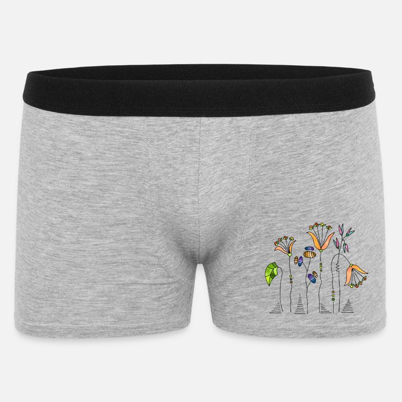 Blumen - Männer Boxer Shorts - Grau meliert