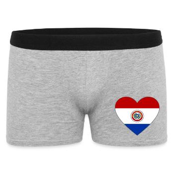 Paraguay Flagge Herz - Männer Boxer Shorts - Grau meliert - Vorne