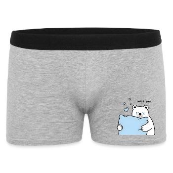 Bärentraurige Liebe "Vermisse dich" - Männer Boxer Shorts - Grau meliert - Vorne