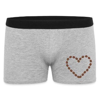 Kaffeebohnen Herz Design - Männer Boxer Shorts - Grau meliert - Vorne