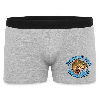 Angeln mit Papa – Alles ist Gut - Männer Boxer Shorts - Grau meliert - Vorne
