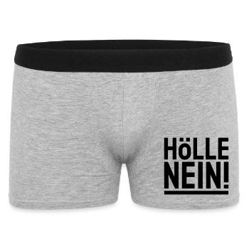 HÖLLE NEIN ! - schwarz & unterstrichen - Männer Boxer Shorts - Grau meliert - Vorne