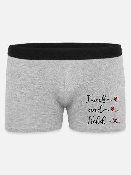 Handgeschriebenes Leichtathletik-Logo mit Herzen - Männer Boxer Shorts - Grau meliert