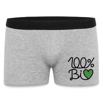 100% BiO – Grünes Herz Illustration - Männer Boxer Shorts - Grau meliert - Vorne