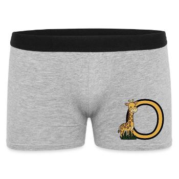 Giraffe and Oval Letter O Cartoon Design - Men's Boxer Shorts - heather grey - Front