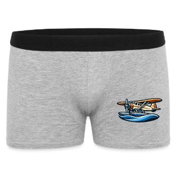 Retro-Seaplane über Wellen - Männer Boxer Shorts - Grau meliert - Vorne