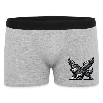 Flügelwolf Majestätisch - Männer Boxer Shorts - Grau meliert - Vorne
