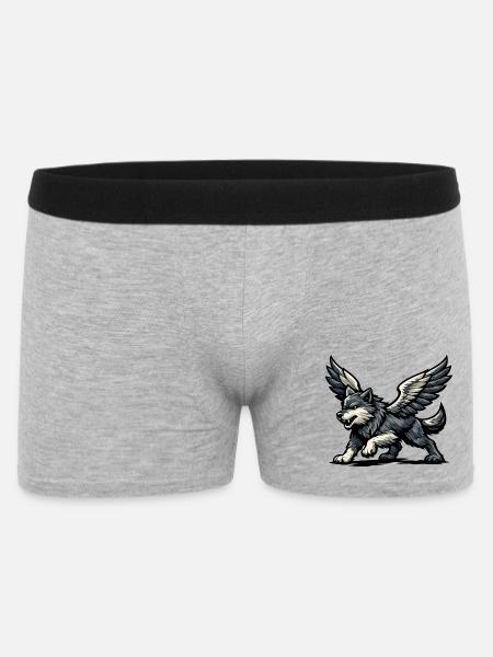 Flügelwolf Majestätisch - Männer Boxer Shorts - Grau meliert