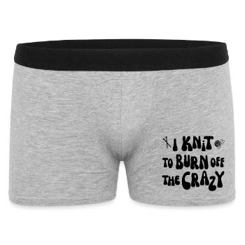I knit to burn off the crazy - Männer Boxer Shorts - Grau meliert - Vorne