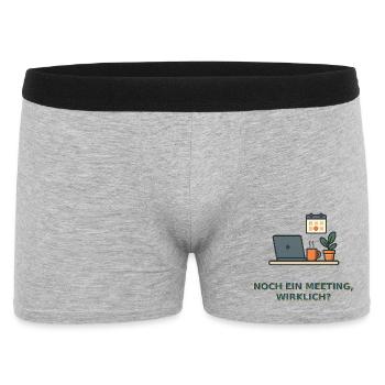 Meeting? Lustiges Büro-Design - Männer Boxer Shorts - Grau meliert - Vorne