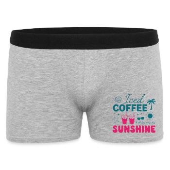 Café glacé et soleil : Ambiances estivales - Boxer Homme - gris chiné - Devant