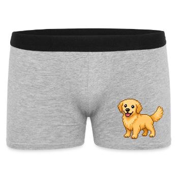 Mignon Golden Retriever – Chien rétro en pixel art - Boxer Homme - gris chiné - Devant