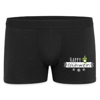 Happy Glühwein Glühweintasse Weihnachten - Männer Boxer Shorts - Schwarz - Vorne