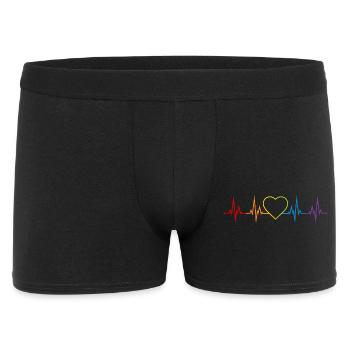Heartbeat Heart Rainbow LGBT CSD Love colorful - Men's Boxer Shorts - black - Front