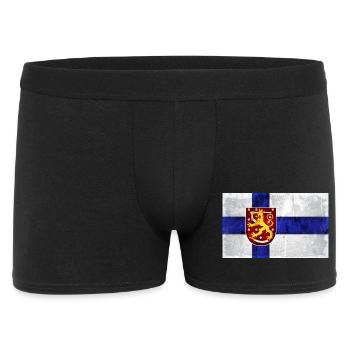 Finnland Flagge Löwe - Männer Boxer Shorts - Schwarz - Vorne