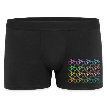 Racing bikes, many colorful bikes make up a motif - Men's Boxer Shorts - black - Front