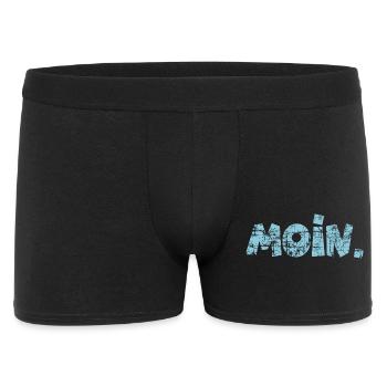 Moin. (Vintage Hellblau) Guten Morgen Gruß - Männer Boxer Shorts - Schwarz - Vorne
