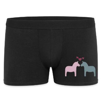 Dala Horse Pair Hearts Love Valentine's Day Skandi - Men's Boxer Shorts - black - Front