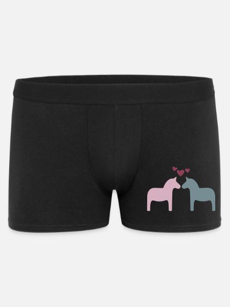 Dala hästpar hjärtan älskar alla hjärtans dag Skandi - Boxershorts Herr - svart