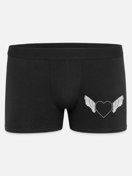 Heart with wings- white- - Men's Boxer Shorts - black