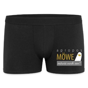 apropos Möwe - möwie noch een? - Männer Boxer Shorts - Schwarz - Vorne