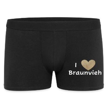 I Love Braunvieh - Männer Boxer Shorts - Schwarz - Vorne