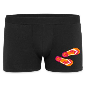 Badelatschen Hibiskus Flip Flops Sommer Urlaub Fun - Männer Boxer Shorts - Schwarz - Vorne