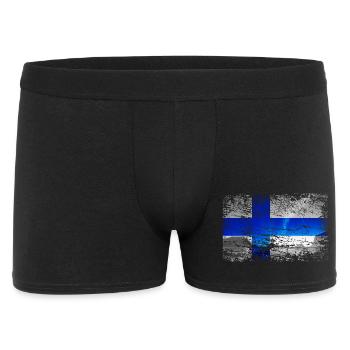 Finlande avec des aurores boréales dans un style vintage - Boxer Homme - noir - Devant