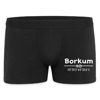 Koordinaten Borkum - Männer Boxer Shorts - Schwarz - Vorne