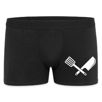 symbol besteck kochen Essen food Kock cook Logo - Männer Boxer Shorts - Schwarz - Vorne