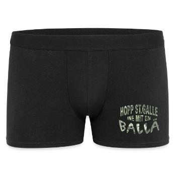 HOPP ST GALLE ine mit em Ballä | Textkrümmung - Männer Boxer Shorts - Schwarz - Vorne