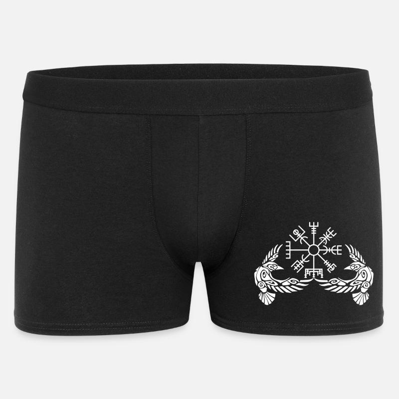 Weiße Krähen und Wikingerkompass - Männer Boxer Shorts - Schwarz