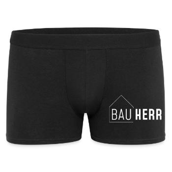 Bauherr mit Haus ohne Jahreszahl /hell - Männer Boxer Shorts - Schwarz - Vorne