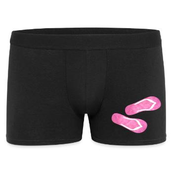 Flip Flop Latschen Plüsch Fell flauschig rosa pink - Männer Boxer Shorts - Schwarz - Vorne