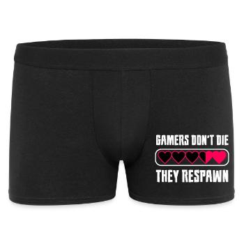 Gamers Dont Die They Respawn Spruch - Männer Boxer Shorts - Schwarz - Vorne